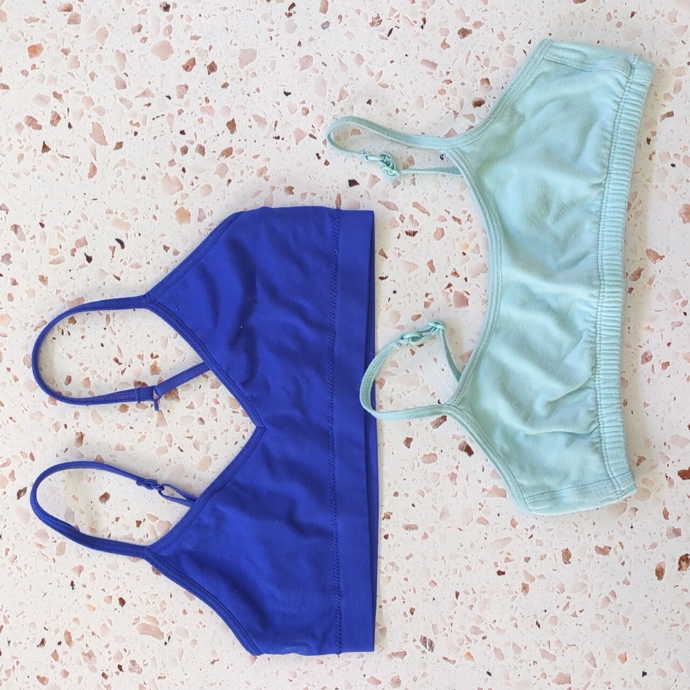 Hanes/Old Navy | Set of Two Bralettes Nylon Royal Blue Cotton Light Blue | M